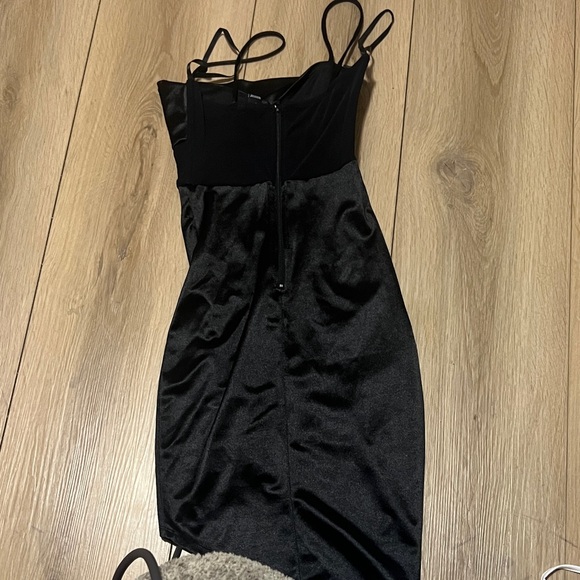 Windsor Black Asymmetrical Satin Dress - Picture 3 of 3